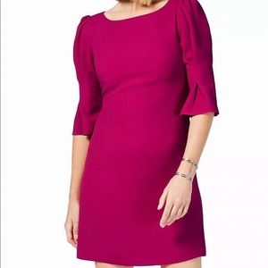 Vince Camuto shift dress pleated puff sleeves 6
